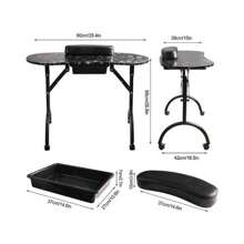 Mesa Manicure Portátil Uñas Salón Belleza Profesional - Negro - Ver 2