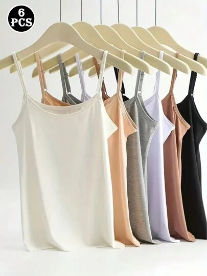 6 قطعة ملابس علوية من القطن بألوان صامدة ومريحة للاستخدام كطبقة أساسية