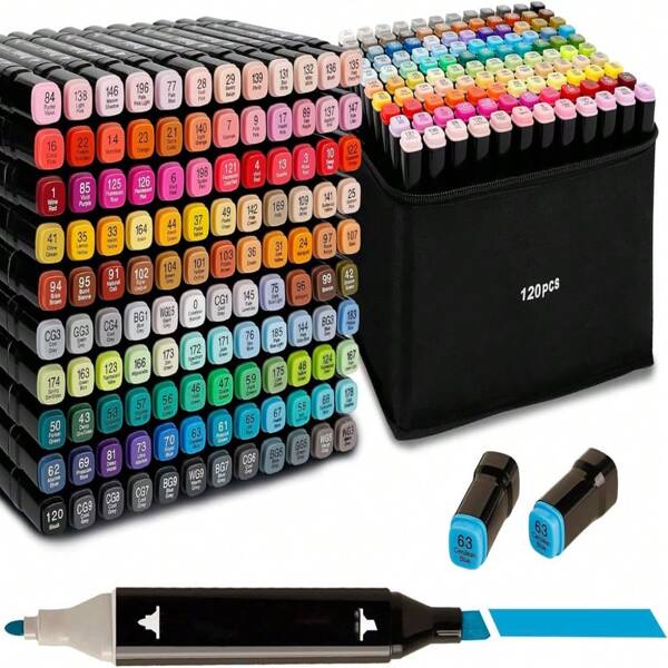 Back To School Season Alcohol Marker Set, Double Tip Stirrer Art Markers, Permanent Sketch Markers For Drawing Adult Coloring, Illustration Alcohol Markers (48/80/120/168/262Colors)