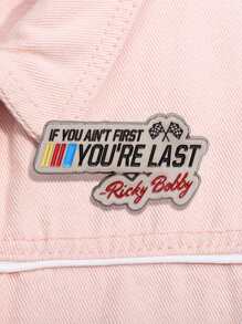 1pc Cartoon Motivation 'If You Ain't First, You're Last' English Geometric Shape Badge, Versatile Metal Brooch For Daily Wear Or As A Delicate Gift, Suitable For Both Men And Women - Letter - View 3