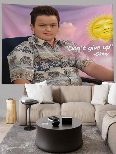 1 pieza Tapiz de la fiesta de energía Gibby de HYYCCUE, color rosa, tapiz colgante para dormitorio, sala de estar, tapiz cuadrado de fibra de poliéster moderna para decoración de habitación, bandera para habitación, decoración de habitación, tapiz, arte de pared, cosas de habitación, banderas para habitación, decoración del hogar, tapiz de pared, tapiz rosa