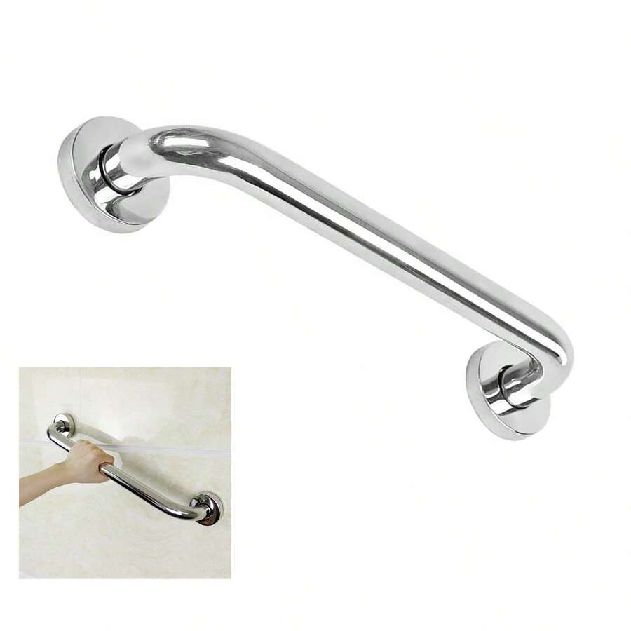 Alça de Apoio Inox Barra 30cm Segurança Idoso Gestante Banheiro Box Parede Suporte Acessibilidade Resistente Corrimao Parede - Multicolorido - Visão 1