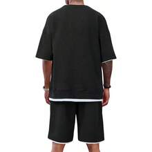 Men T-Shirt Co-Ords - Black - View 2