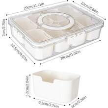Bandeja de Serviço Dividida com Tampa e Alça - Contêiner Charcuterie de Caixa de Lanche 8 Compartimentos, Contêiner de Alimentos, Lancheira, Organizador de Lanche Transparente para Viagem, para Festas, Viagens, Piqueniques, Jogos Esportivos 1 pacote - Multicolorido - Visão 5
