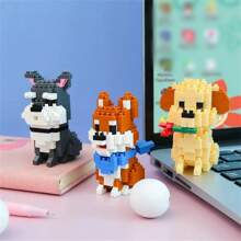Bloques de construcción con partículas de tamaño micro de la serie de mascotas perro, un juguete que ejercita los dedos y la capacidad de pensamiento, apropiado para principiantes en bloques de construcción como regalo, 1 pieza
