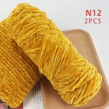 QJH 1pc/2pcs Velvet Chenille Yarn, Soft & Warm Hand Woven Yarn Thread, Perfect For DIY Crochet And Knitting Creative Projects, Ideal For Weaving Scarves, Blankets, Hats, Sweaters