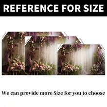 1 pieza Decoración de fondo romántico blanco traslúcido con flores rosas y moradas para bodas, tamaño de 210*150/150*100/100*75CM. Fondo temático para bodas para la ceremonia de recepción de la novia y propuestas de fiesta como regalo de decoración del lugar. - Multicolor - Ver 6