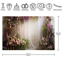 1 pieza Decoración de fondo romántico blanco traslúcido con flores rosas y moradas para bodas, tamaño de 210*150/150*100/100*75CM. Fondo temático para bodas para la ceremonia de recepción de la novia y propuestas de fiesta como regalo de decoración del lugar. - Multicolor - Ver 3