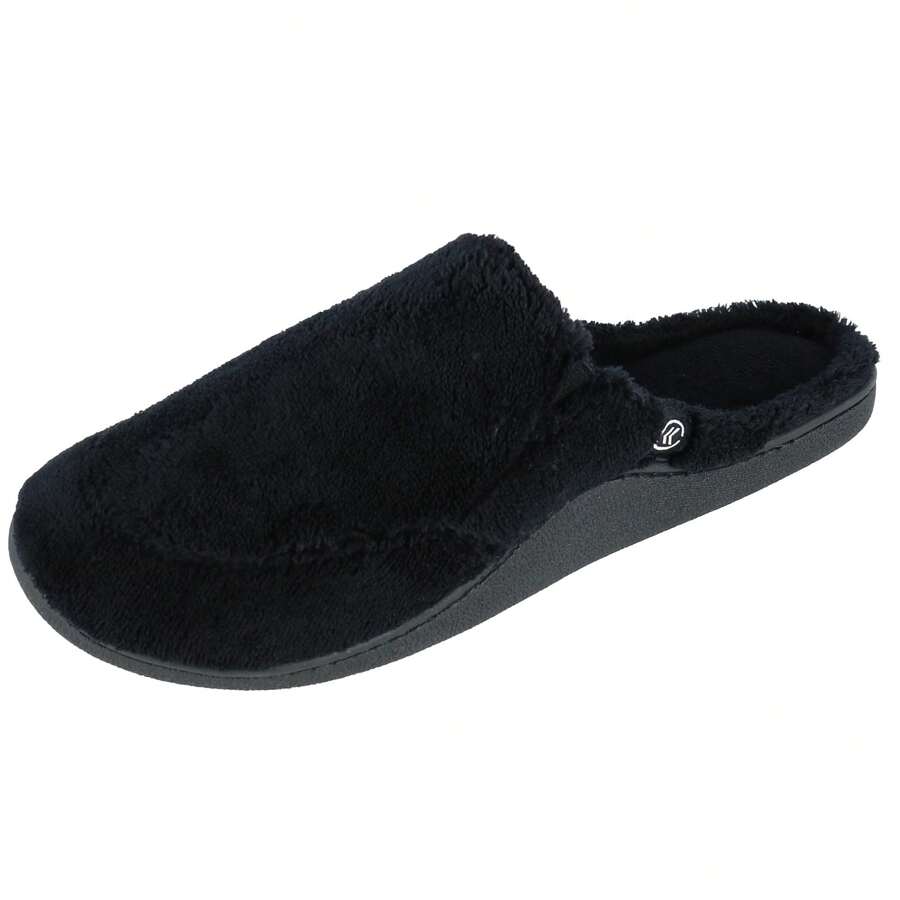 Isotoner Men's Microterry Open Back Clog Slippers - Black - View 1