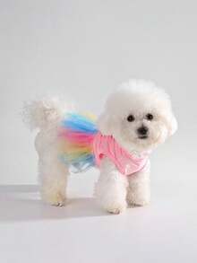 1入款春夏新款狗狗裙，輕盈舒適透氣多彩寵物芭蕾舞裙裝 - 粉色 - 查看 3