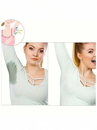 1對蜂窩紋透氣吸汗腋下墊，可洗式吸汗防護墊，帶隱形肩帶