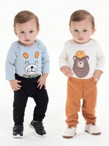 Kit 10 Pieces Of Clothes For Baby Boy 5 Bodysuit+ 5 Pants/Panties - Nhiều màu - Xem 5