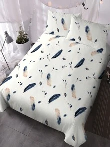 Feather Pattern Duvet Cover Set(1 Duvet Cover & 2 Pillowcase), Modern Polyester Bedding Set For Home - Multicolor - View 4