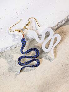 有趣可愛的語錄耳環，萬聖節耳環，藍色斑點蛇和鳥類愛好者丙烯酸樹脂耳墜，分層垂飾耳環適用於女性和女孩。適合夏季度假，假日，海灘派對，送給她和情侶的禮物。 - 萬聖節耳環 藍色斑點蛇 - 查看 7