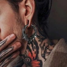 1入組低過敏不銹鋼蝙蝠塞式耳穴擴張器，時尚身體飾品