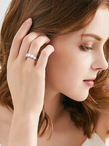 1 miếng Bạc S925 3.6 Carat Nhẫn đính hôn kim cương Moissanite Ins Light Sang trọng Phong cách Âu Mỹ Đơn giản và Thanh lịch Tiệc cầu hôn Tiệc Ngày Đeo Cho Vợ Bạn Gái Mẹ Ngày Lễ Tình Nhân Quà Tặng Sinh Nhật - Bạc - Xem 7