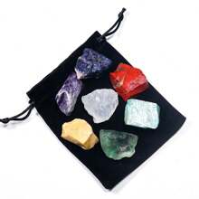 7pcs Natural Crystal Chakela Balance Raw Stone Set Healing Crystal Gemstone Kit  Meditation Reiki Spiritual Energy Stone - 7pcs - View 1
