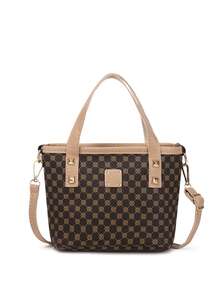 轻便、商务休闲简约拉链单肩包，适合少女、大学生、新手和白领人士，非常适合办公室、大学、工作、商务、通勤、户外、旅行、郊游 - 卡其色 - 查看 7