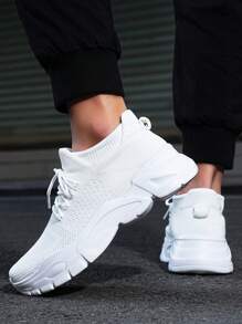 男士时尚户外新款百搭耐用透气轻便舒适简约低帮纯色休闲鞋、运动鞋、运动鞋 - 白色 - 查看 4