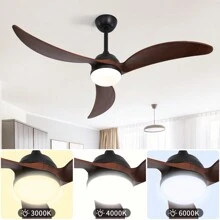 52 In. LED Indoor/Outdoor Smart Wood White Ceiling Fan With Light And 6-Speed Remote - 紫紅色 - 查看 7