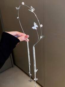 topshiny Fashionable Rhinestone Butterfly & Tassel Hairband, Luxurious Headwear With Unique Design, Hair Accessory For Women,Hairband,Hair Hoop Headbands - Multicolor - View 6