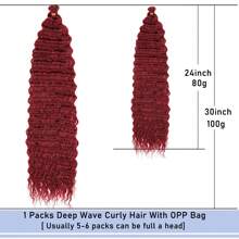 1 Pack Ocean Wave Crochet Hair ,30Inch Deep Wave Braiding Hair For Women Synthetic Curly Crochet Hair Extensions Wavy Braiding Hair Bohemian Crochet Braids(BUG#)