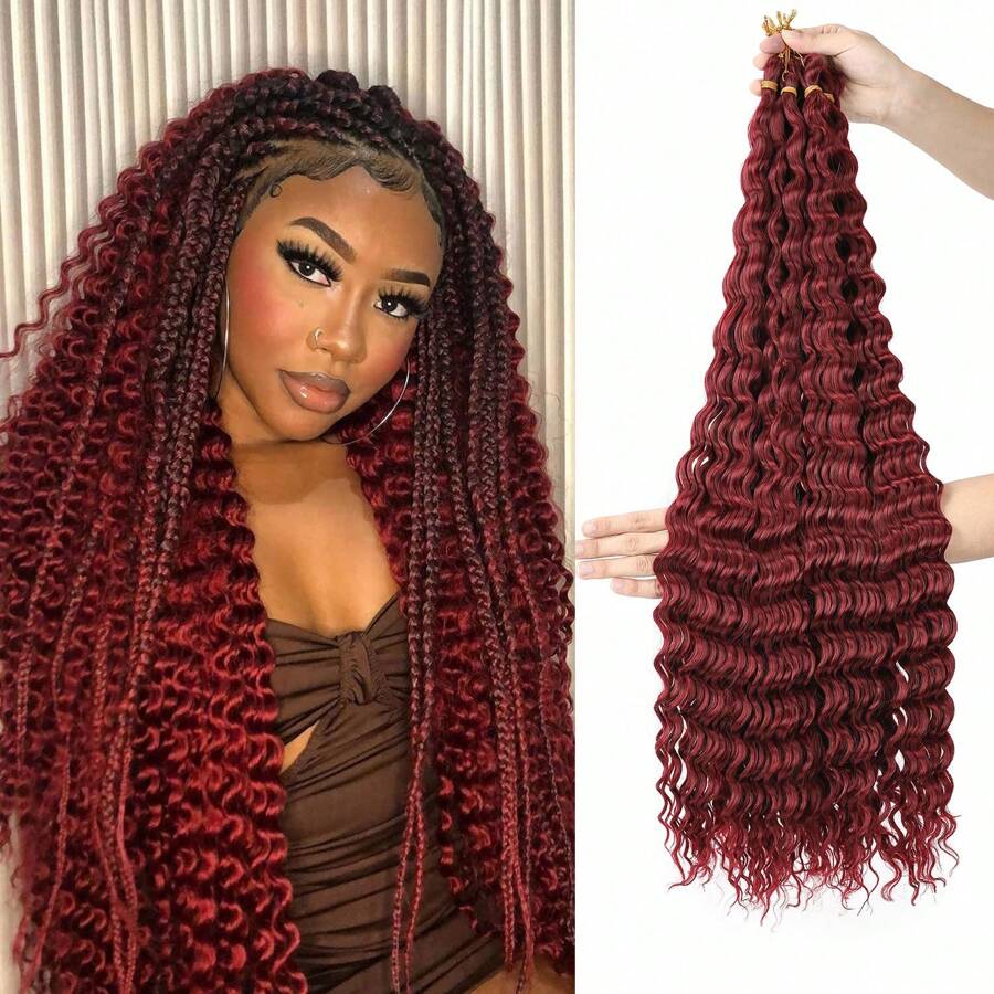 1 Pack Ocean Wave Crochet Hair ,30Inch Deep Wave Braiding Hair For Women Synthetic Curly Crochet Hair Extensions Wavy Braiding Hair Bohemian Crochet Braids(BUG#)
