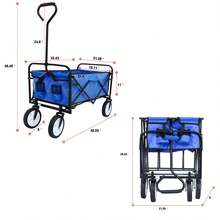 Xe đẩy gấp gọn đi mua sắm ngoài trời (màu xanh) - Xanh + Thép - Xem 7