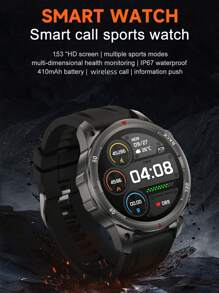 Reloj inteligente para hombres IP67 resistente al agua con linterna LED de 1.53", reloj inteligente para exteriores con llamadas inalámbricas resistentes con brújula, rastreador deportivo de fitness y monitor de sueño compatible con iPhone y Android - Negro - Ver 3
