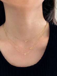 925銀字母項鍊，14k鍍金精緻可愛字母吊墜，簡單時尚個性化名字項鍊，少女禮物 - 金黃色 - 查看 7