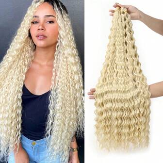 1 paquete de cabello tejido a ganchillo con ola de océano, cabello trenzado sintético de onda profunda de 30 pulgadas para mujeres, extensiones de cabello rizado a ganchillo, cabello trenzado ondulado, trenzas a ganchillo estilo bohemio (613#)
