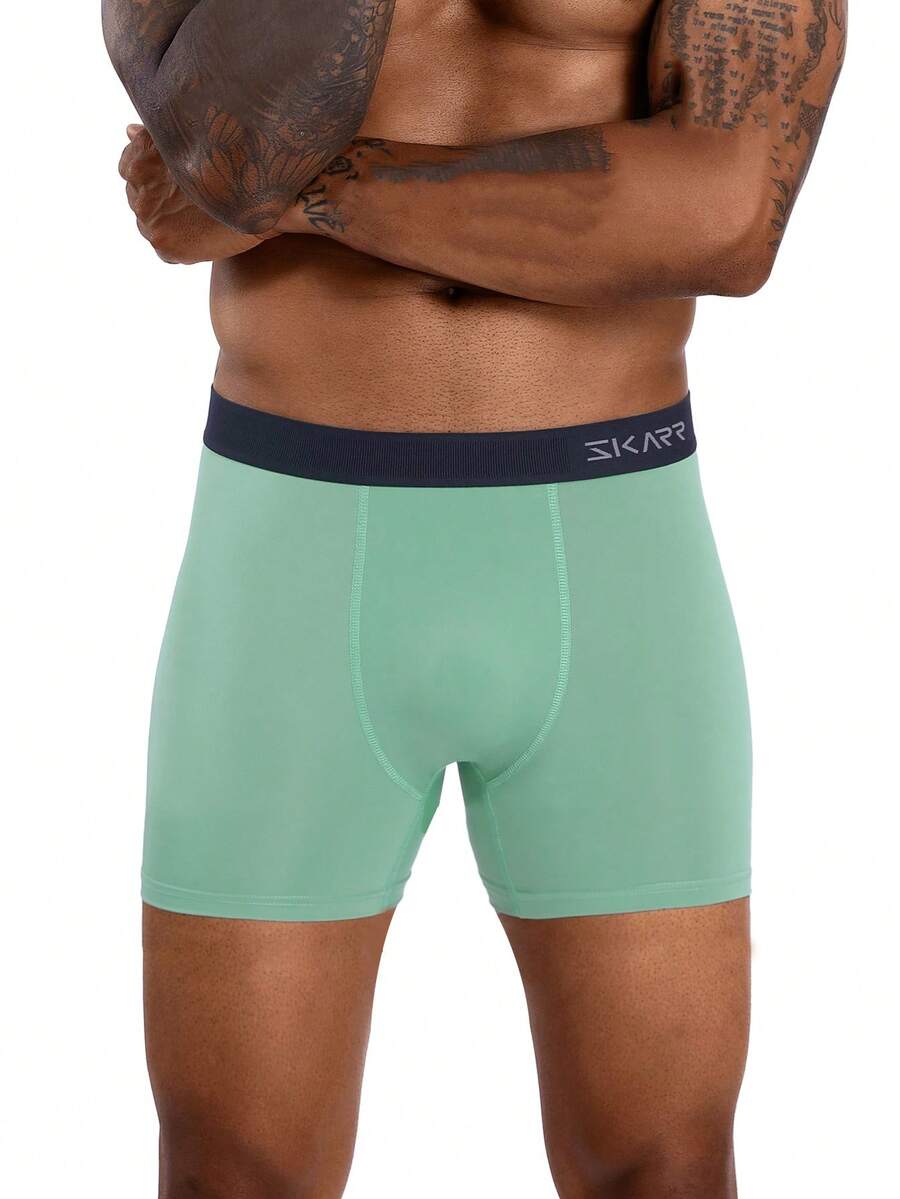 1pc Men's Quick-Dry Boxer Briefs, Comfortable And Breathable Men's Underwear - Green - View 1