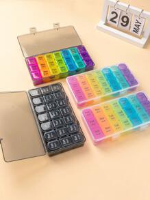 藥盒上午、下午和晚上提醒一週7天盒21-28格套裝，可攜式裝藥分類大容量排藥器，適用於老年人 - 彩色 - 查看 6