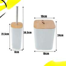 Modern Bamboo Decorated Bathroom Kit Multipurpose Home Toilet Set - trắng - Xem 2