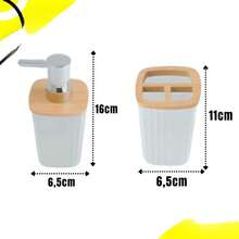 Modern Bamboo Decorated Bathroom Kit Multipurpose Home Toilet Set - trắng - Xem 3