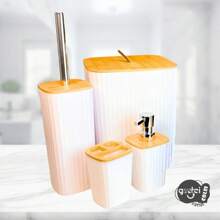 Modern Bamboo Decorated Bathroom Kit Multipurpose Home Toilet Set - trắng - Xem 1
