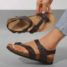 Womens Casual Fashion Adjustable Buckle Non-Slip Orthopedic Comfortableive Athletic Memory Foam Cushion Cork Footbed Slides Sandals - Brown - View 7