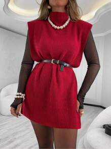 Women Sweater Vests - 紅色 - 查看 4