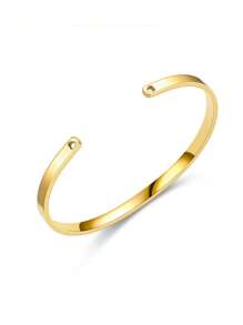 Vòng tay khắc tên cá nhân 4mm, Vòng đeo tay bằng thép không gỉ màu vàng, Quà tặng cho phụ nữ - Vàng - Xem 8