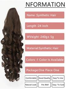 Brown Synthetic Ponytail Extension, Extra Long Wavy Curl Hair Claw Clip, Wave Curly Clip-In Hair Bun For Lady Daily Party