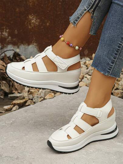 Summer New Style Girls' Sandals, Korean Style Thick-Soled Women's Sports Sandals With Wedge Bottom, Casual Shoes