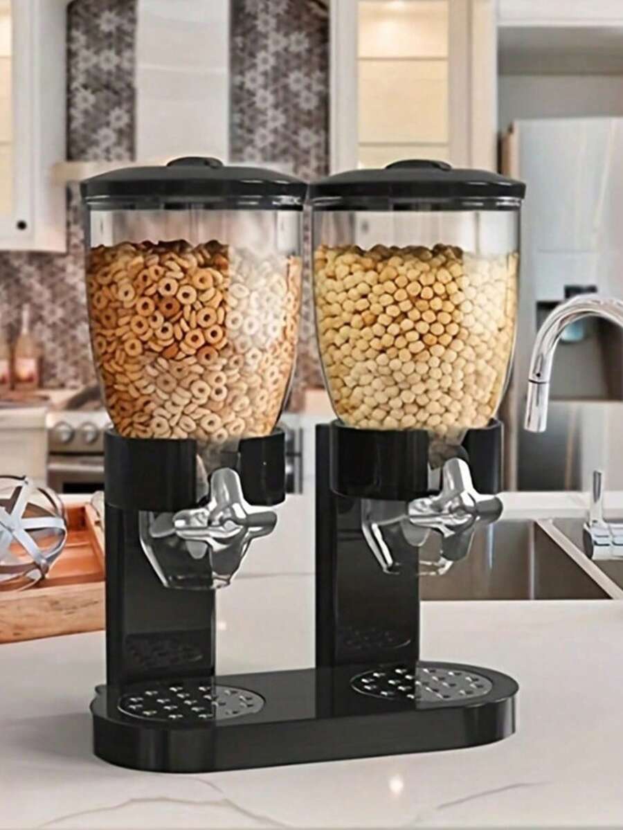 1 件大容量食品储存分配器容器，早餐燕麦坚果糖果分配罐，厨房谷物储存容器，厨房储存，厨房整理器，厨房整理器，储存物品，厨房，储存，整理器，整理器，整理，整理器，抽屉整理器，旅行，厨房用品，厨房用具，厨房工具，厨房用品。，家居装饰，圣诞礼物，家居礼品，房间装饰 - 黑色 - 查看 1