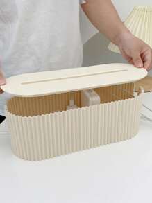 1 件时尚节省空间大容量电线整理盒带盖电线整理盒隐藏电源板桌面插座电缆管理盒日常使用，白色办公桌收纳整理 - 彩色 - 查看 10