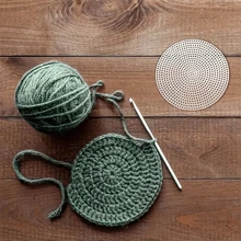 7pcs Of Circular Plastic Canvas Mesh Plastic Canvas White Needlepoint Blank Canvas Plastic Mesh Pad For Needlework Crochet Supplies Embroidery Thread Hand Knitting - White - View 5