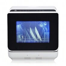 Table Top Dishwasher, Countertop Dishwasher, Mini Dishwasher, Tabletop Dishwasher, 5L Built-In Water Tank, 6 Programmes, Touch Control, 360-Degree Dual Spray, Baby Care And Fruit Wash, White [Energy Class F] - White - View 1