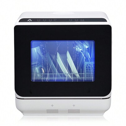 Table Top Dishwasher, Countertop Dishwasher, Mini Dishwasher, Tabletop Dishwasher, 5L Built-In Water Tank, 6 Programmes, Touch Control, 360-Degree Dua