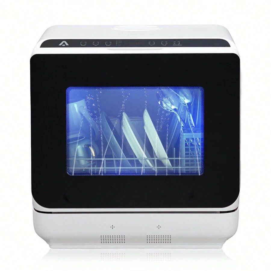 Table Top Dishwasher, Countertop Dishwasher, Mini Dishwasher, Tabletop Dishwasher, 5L Built-In Water Tank, 6 Programmes, Touch Control, 360-Degree Dual Spray, Baby Care And Fruit Wash, White [Energy Class F] - White - View 1