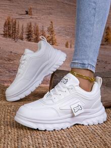 Giày thể thao Chunky Thiết kế dành cho nữ Giày thể thao Chunky trắng, Giày thể thao thông thường có đế Sneaker, Giày nhẹ phù hợp với mọi loại giày có đế dày - Hồng - Xem 1
