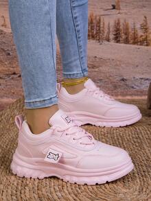 Giày thể thao Chunky Thiết kế dành cho nữ Giày thể thao Chunky trắng, Giày thể thao thông thường có đế Sneaker, Giày nhẹ phù hợp với mọi loại giày có đế dày - Hồng - Xem 4