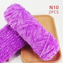 QJH 1pc/2pcs Velvet Chenille Yarn, Soft & Warm Hand Woven Yarn Thread, Perfect For DIY Crochet And Knitting Creative Projects, Ideal For Weaving Scarves, Blankets, Hats, Sweaters